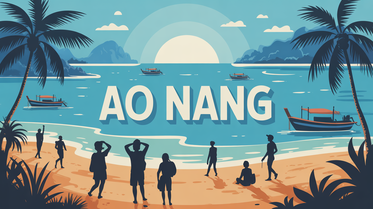 Ao Nang热带海滩旅行者棕榈船
