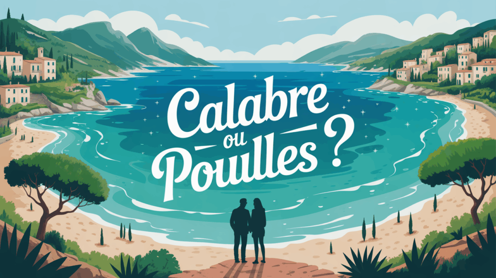 Illustration plages turquoise villages blancs montagnes verdoyantes oliviers