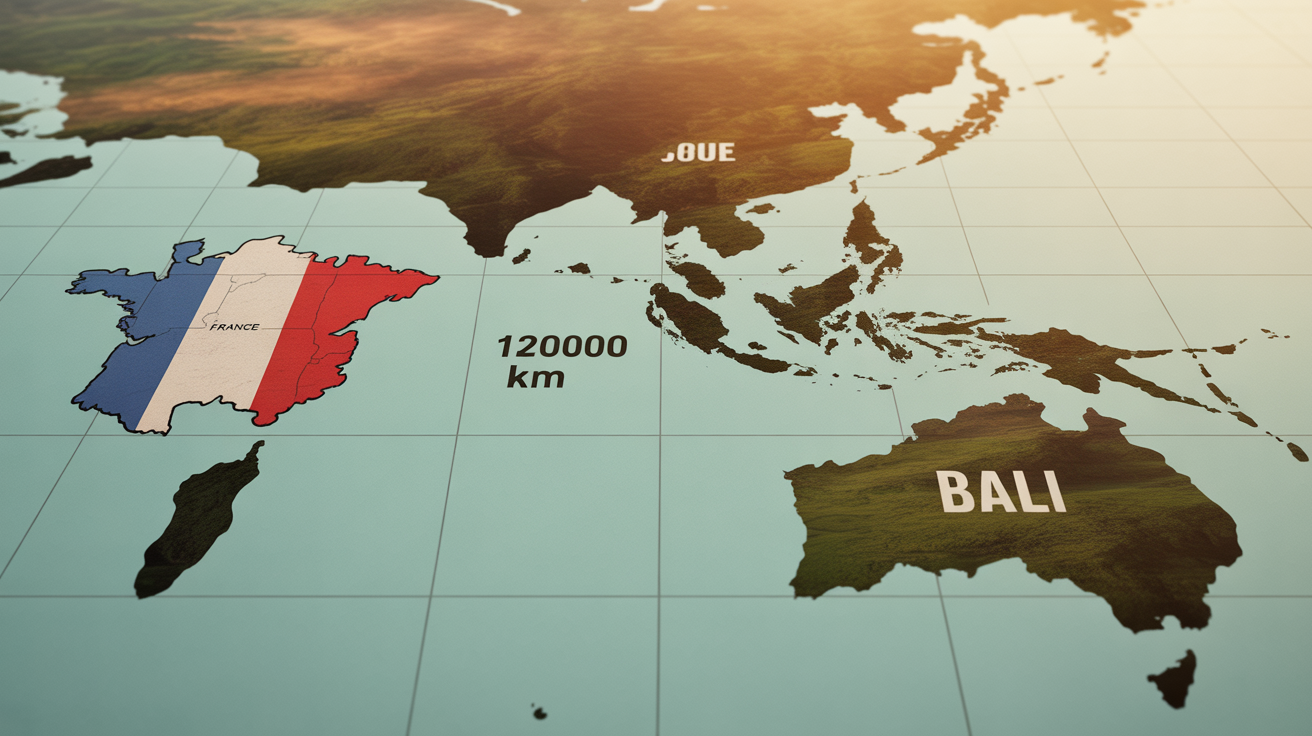 carte fleche france bali 12000 km