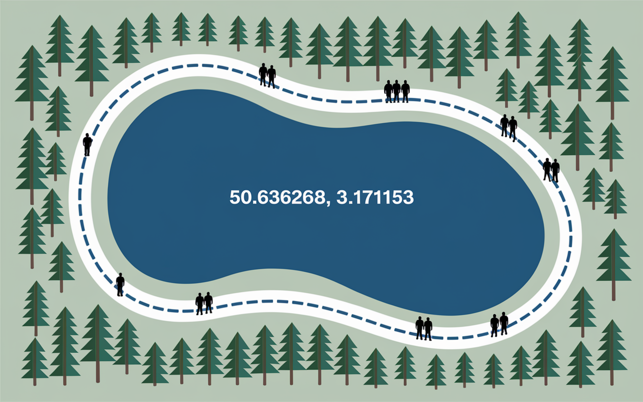 Carte stylisee du lac du Heron Villeneuve d'Ascq avec coordonnees