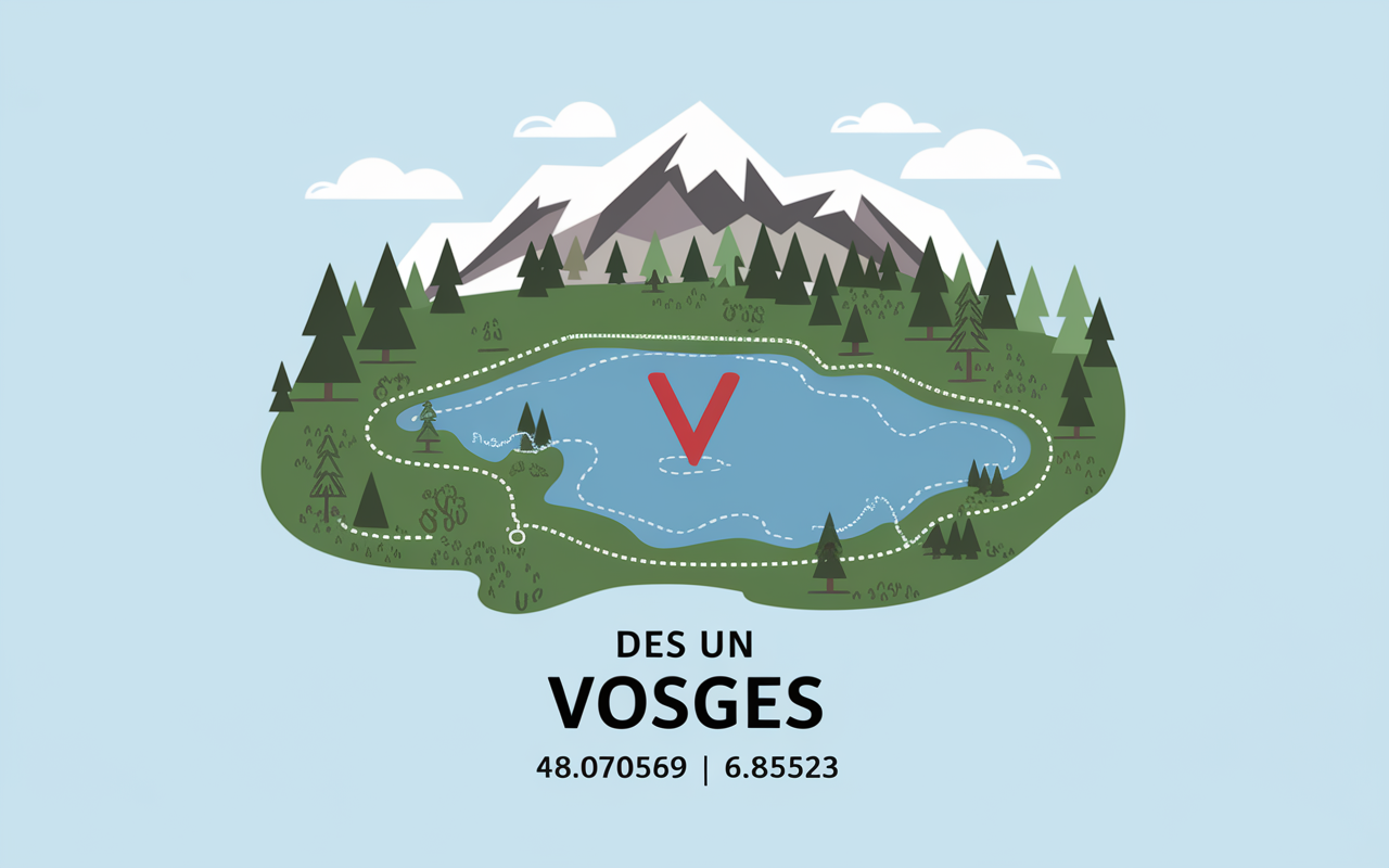 Carte stylisee position GPS lac Gerardmer Vosges