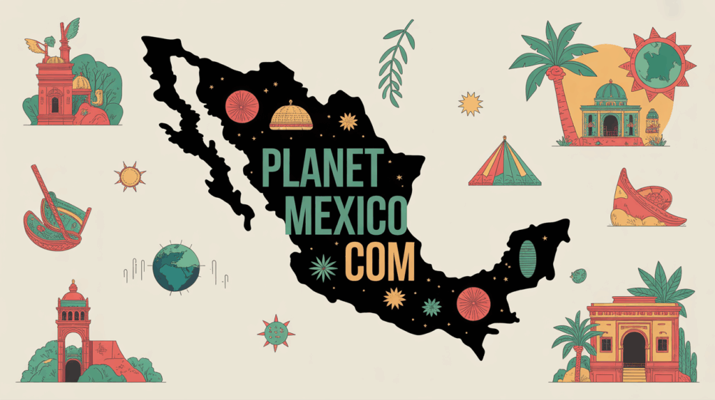 Illustration carte Mexique Planet Mexico Com voyage entraide