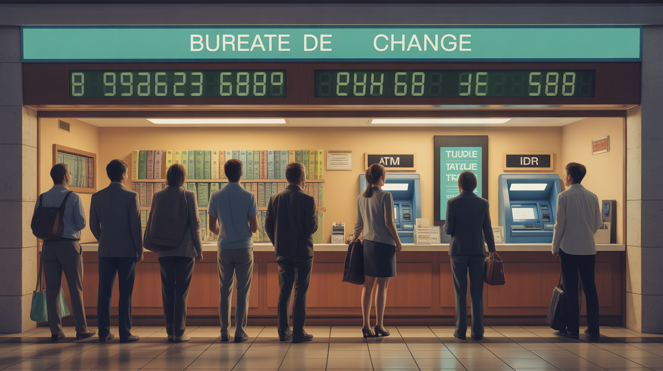 Guichet change Bali ATM billets IDR