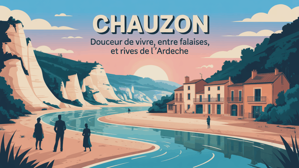 Chauzon Ardèche village falaises rivière plages ambiance estivale