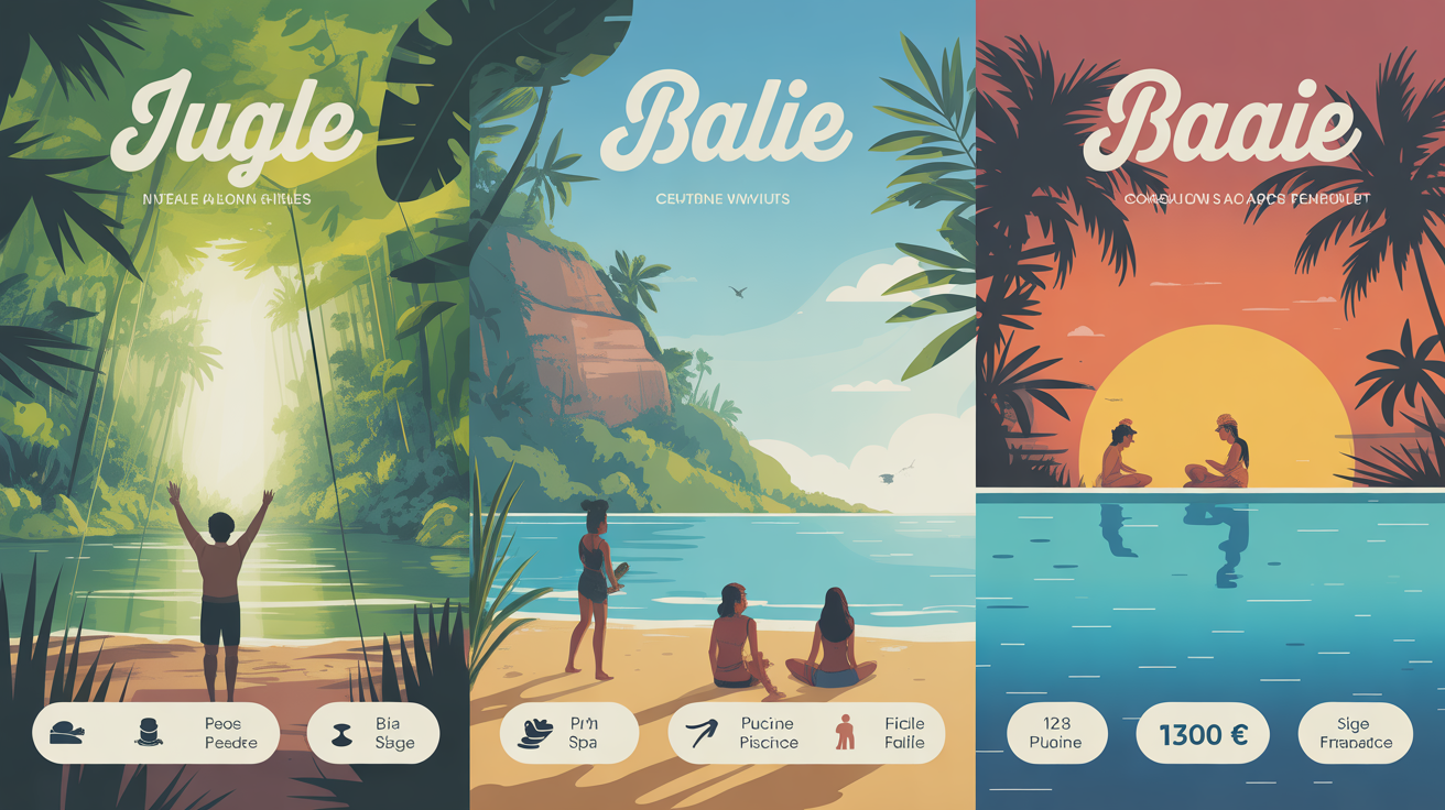 Tableau zones prix hotel de luxe Bali