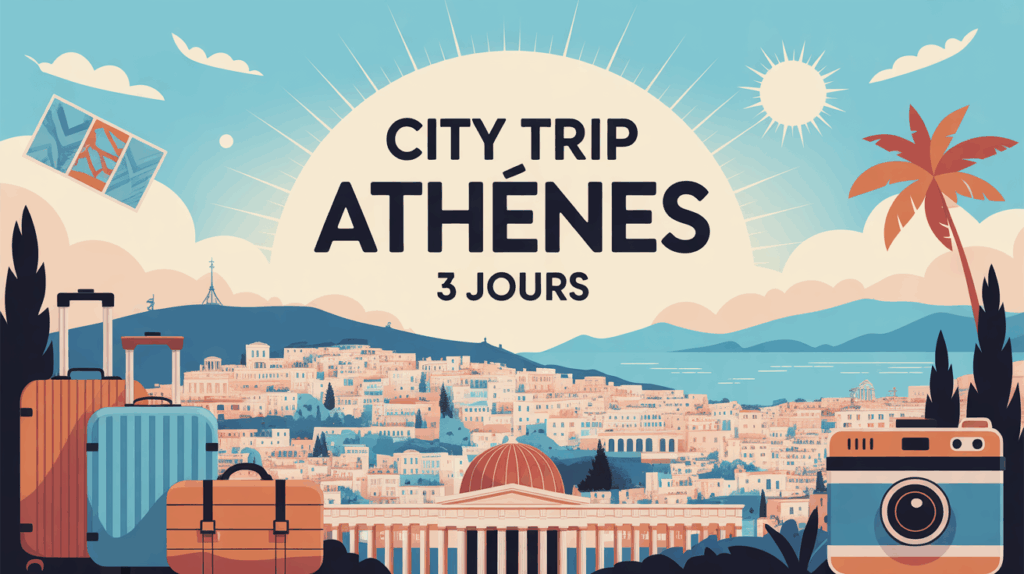 illustration city trip athenes panorama lumineux