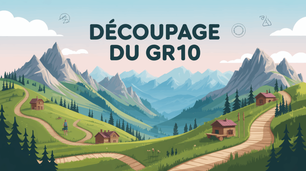 Illustration panoramique du decoupage GR10 dans les Pyrenees