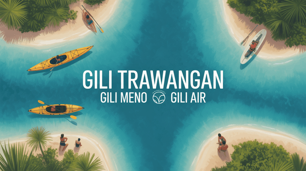 Vue stylisee des iles Gili sur mer turquoise voyage