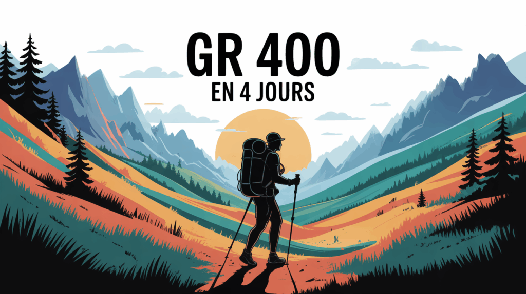 sentier montagne GR 400 silhouette randonneur sac ultra-leger