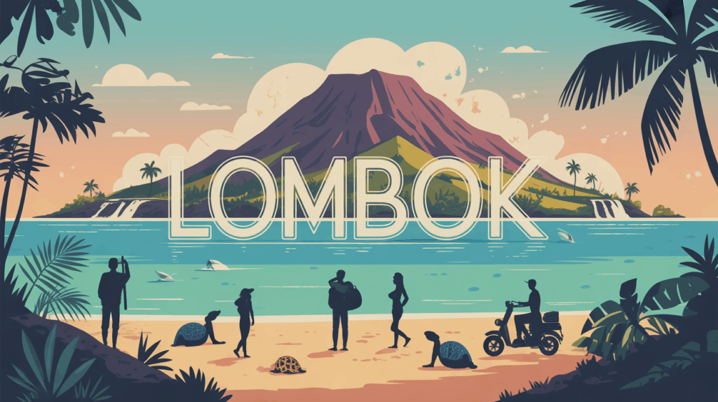 illustration ile Lombok tropicale volcan plages cascades
