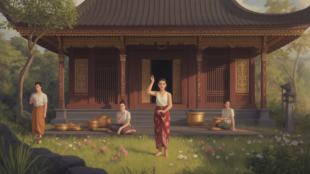 Massage balinais origines Bali temple riziere