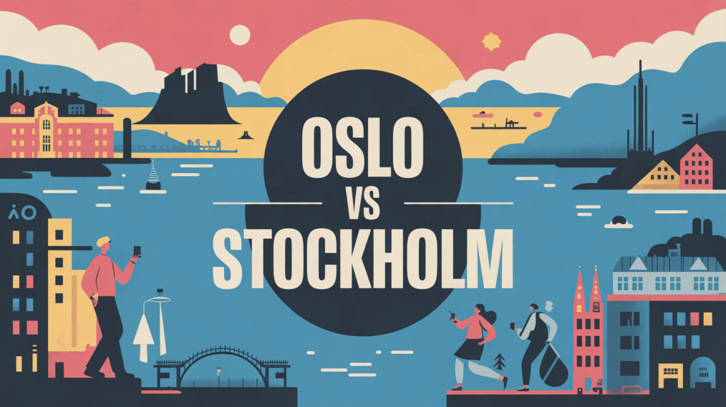 Illustration Oslo vs Stockholm paysages urbains naturels comparatif