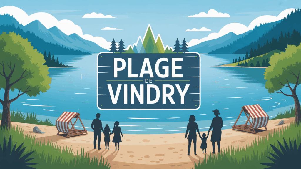 Plage de Vindry vue lac Léman galets familles