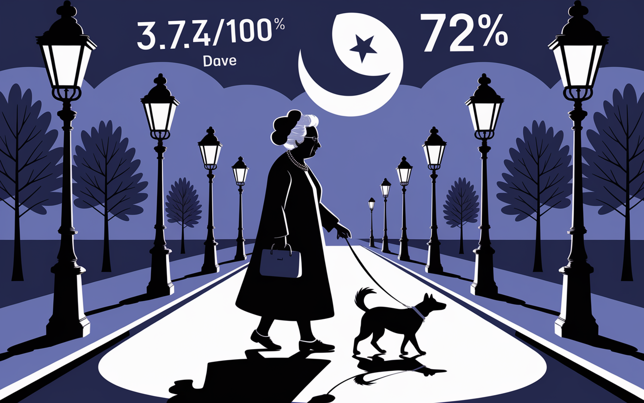 Riga securite nuit grand-mere promene chien
