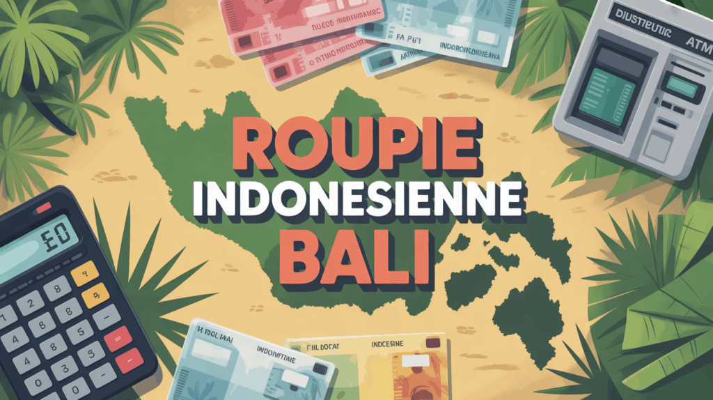 Illustration plan Bali billets roupie indonésienne distributeur