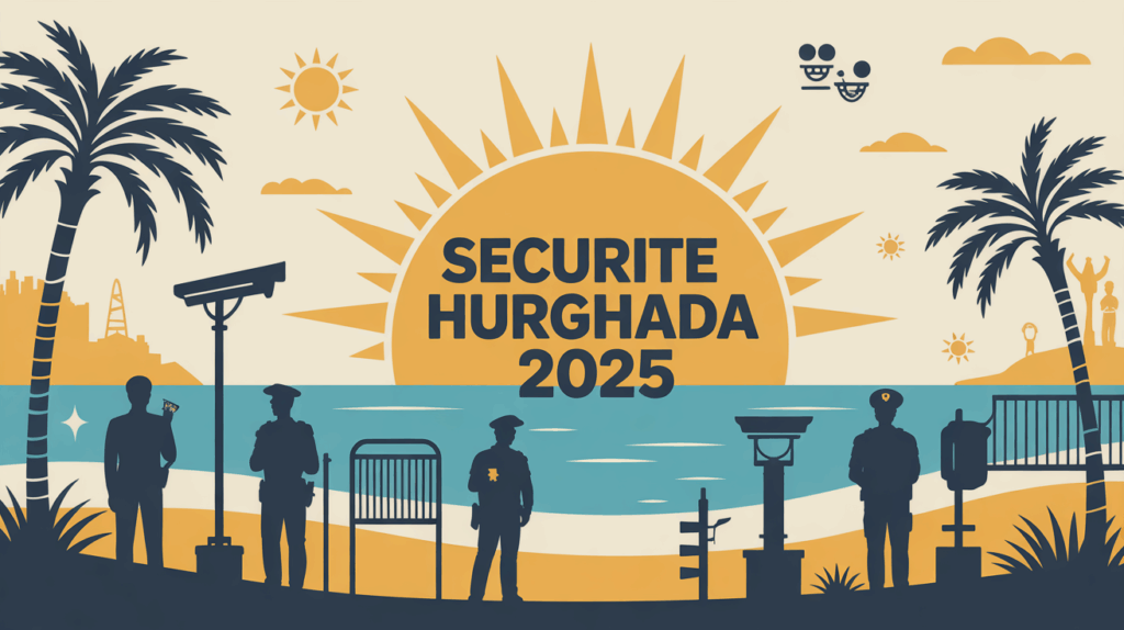 Sécurité Hurghada 2025 illustration ville plage et police