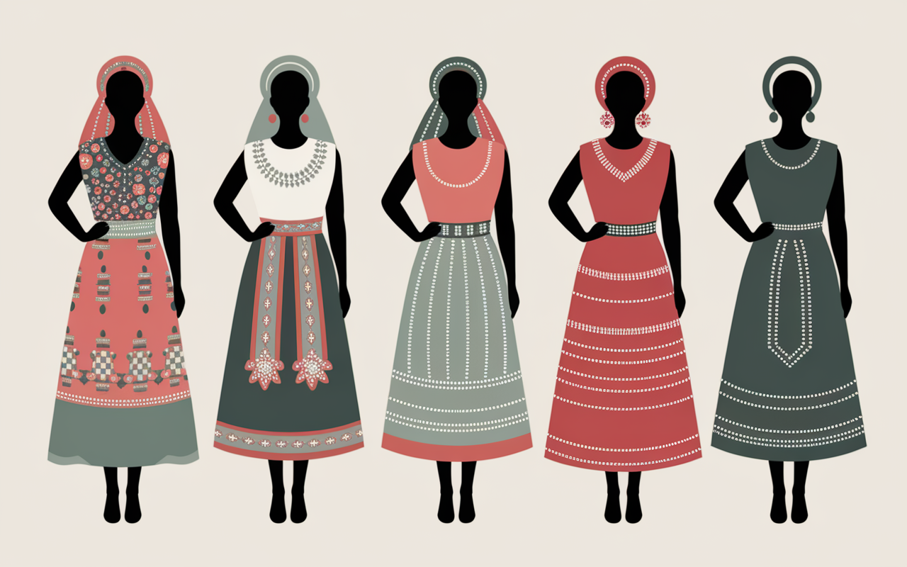 Costumes traditionnels albanais femme xhubleta châles perles