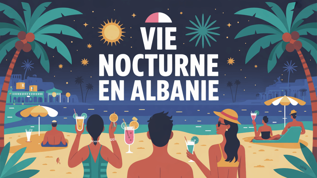 Illustration vie nocturne Albanie plage clubs cocktails
