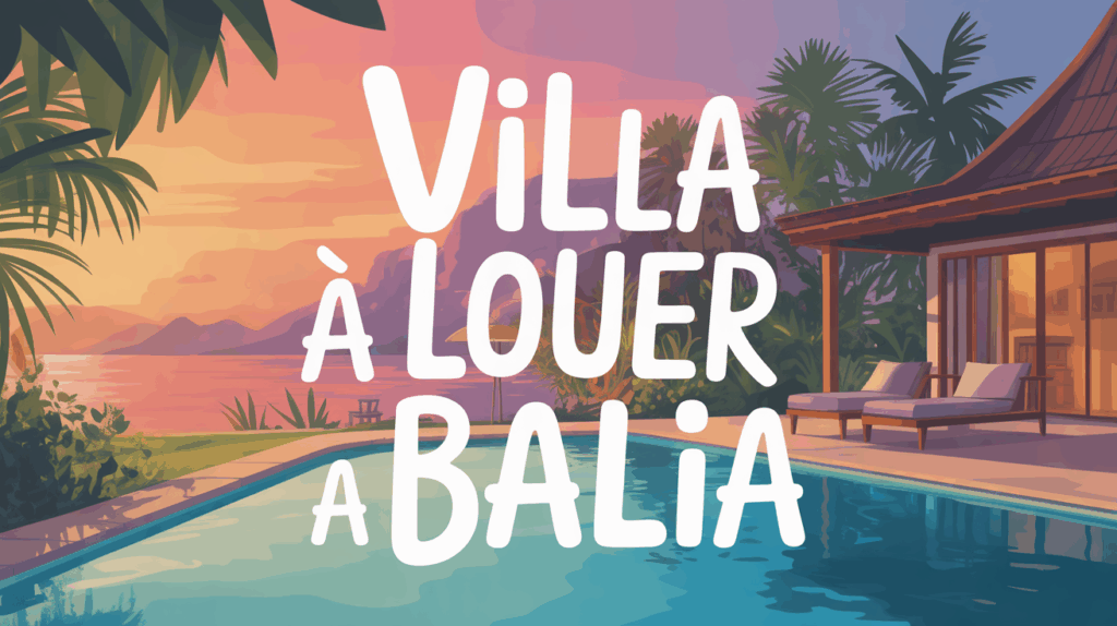Villa a louer a Bali stylisee avec piscine et palmiers