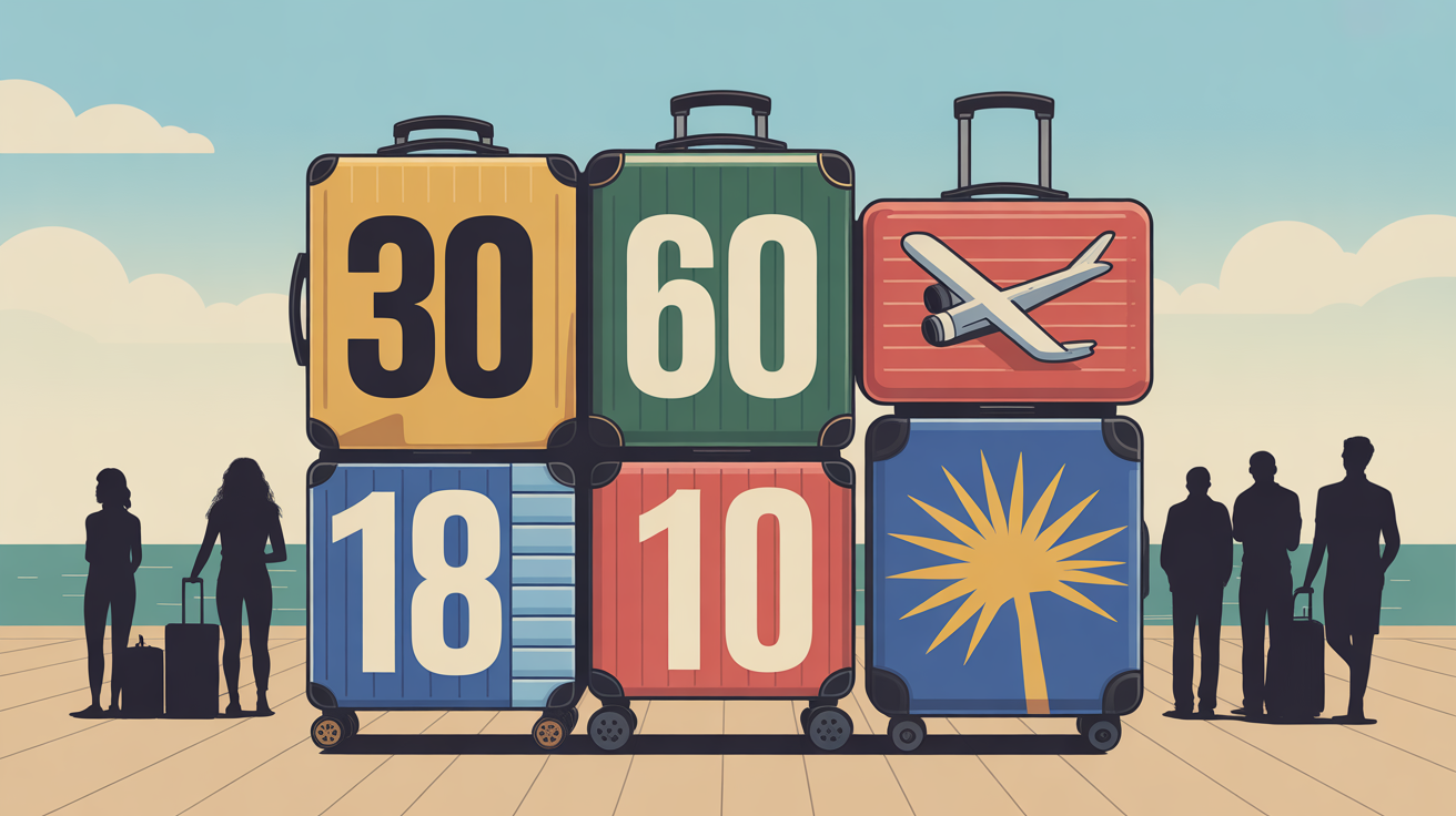 Visas Bali tableau 30 60 180 valise avion palmiers