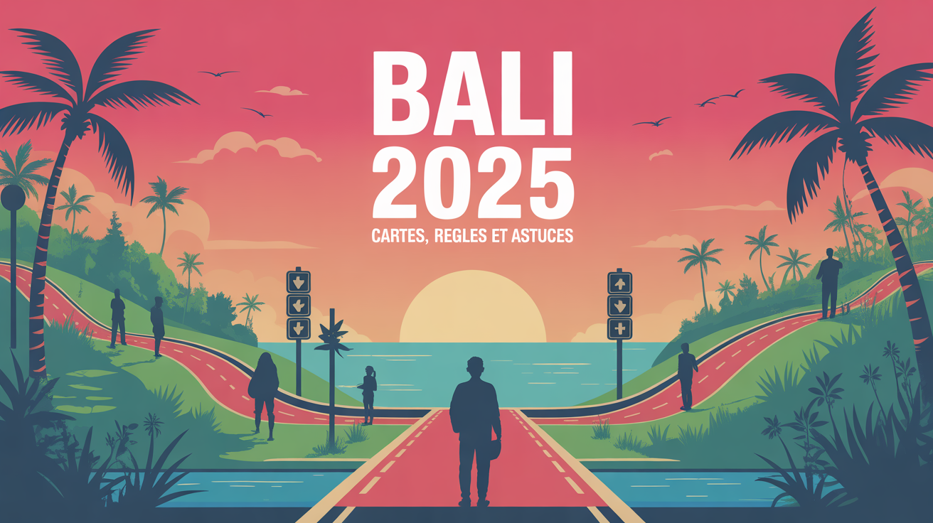 附有旅行者和道路的巴厘岛2025年版图