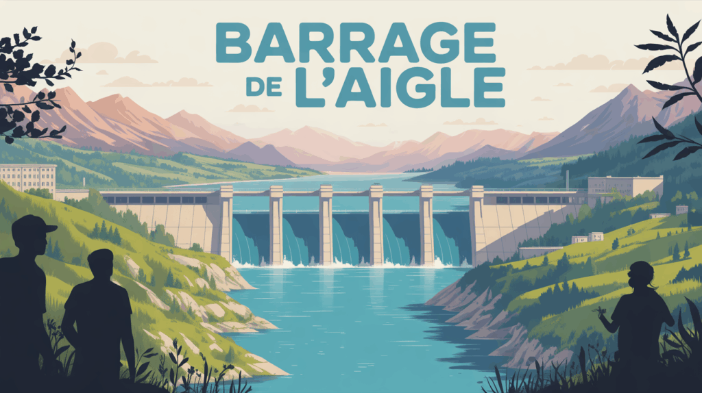 illustration barrage de l aigle panorama et visiteurs