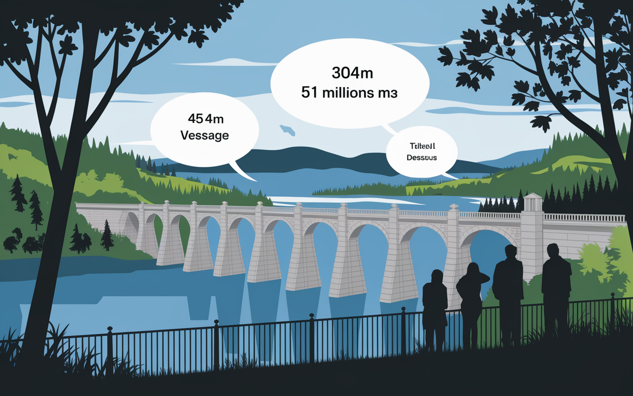 vue stylisée avec chiffres du barrage de Guerlédan