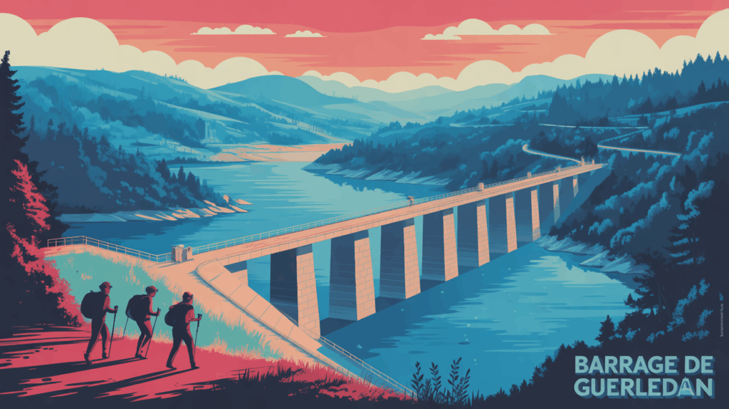 illustration du barrage de Guerlédan sur son lac breton