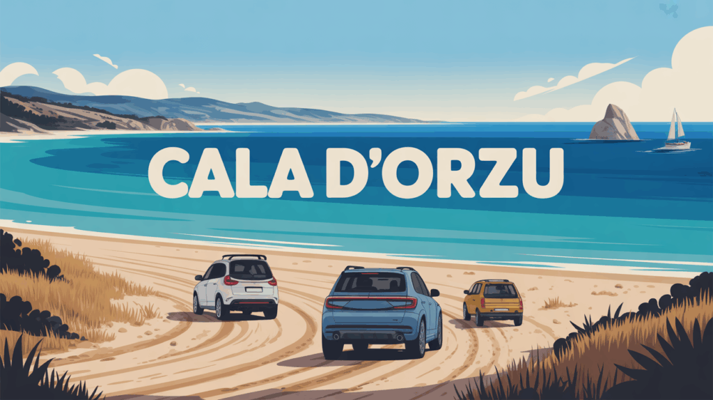 Vue plage Cala d'Orzu sauvage sable mer collines