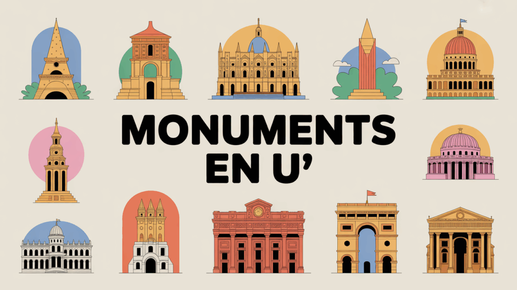 illustration colorée monuments en u