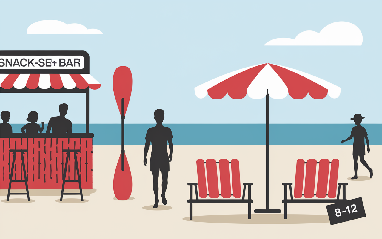 services plage de bodri snack transats paddle