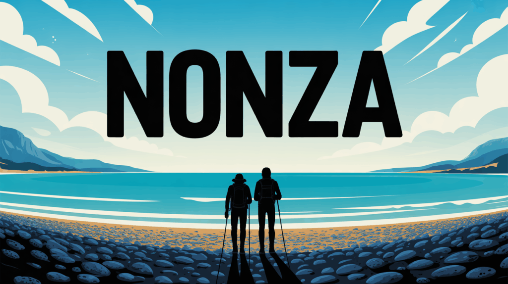 vue panoramique de la plage de Nonza avec galets noirs