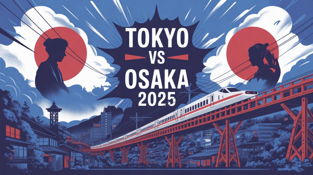 Illustration carte Japon avec Shinkansen Tokyo Osaka 2025