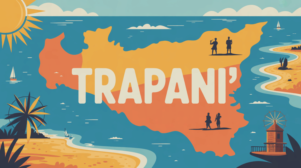 Carte stylisée de Trapani Sicile occidentale