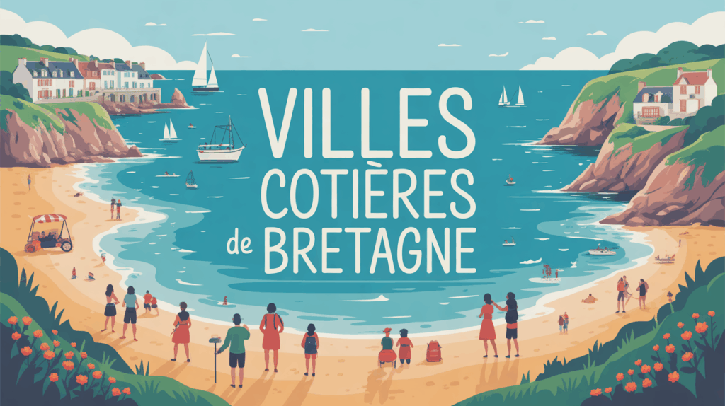 illustration côte bretonne falaises plages voyageurs