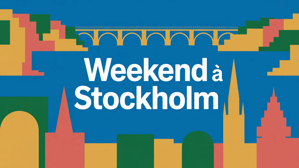 Archipel Stockholm sous ciel bleu avec ponts et batiments