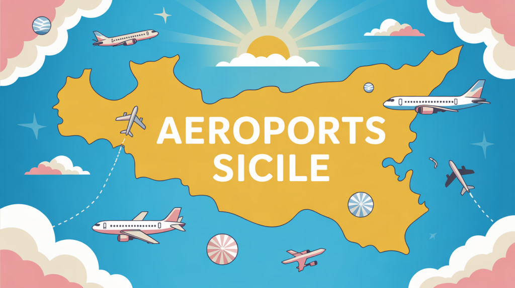 carte aeroports Sicile stylisee