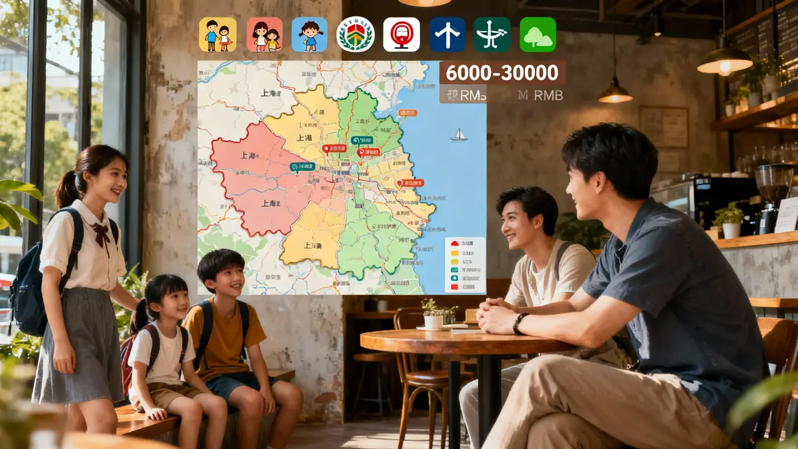 Carte Shanghai quartiers loyers familles jeunes actifs