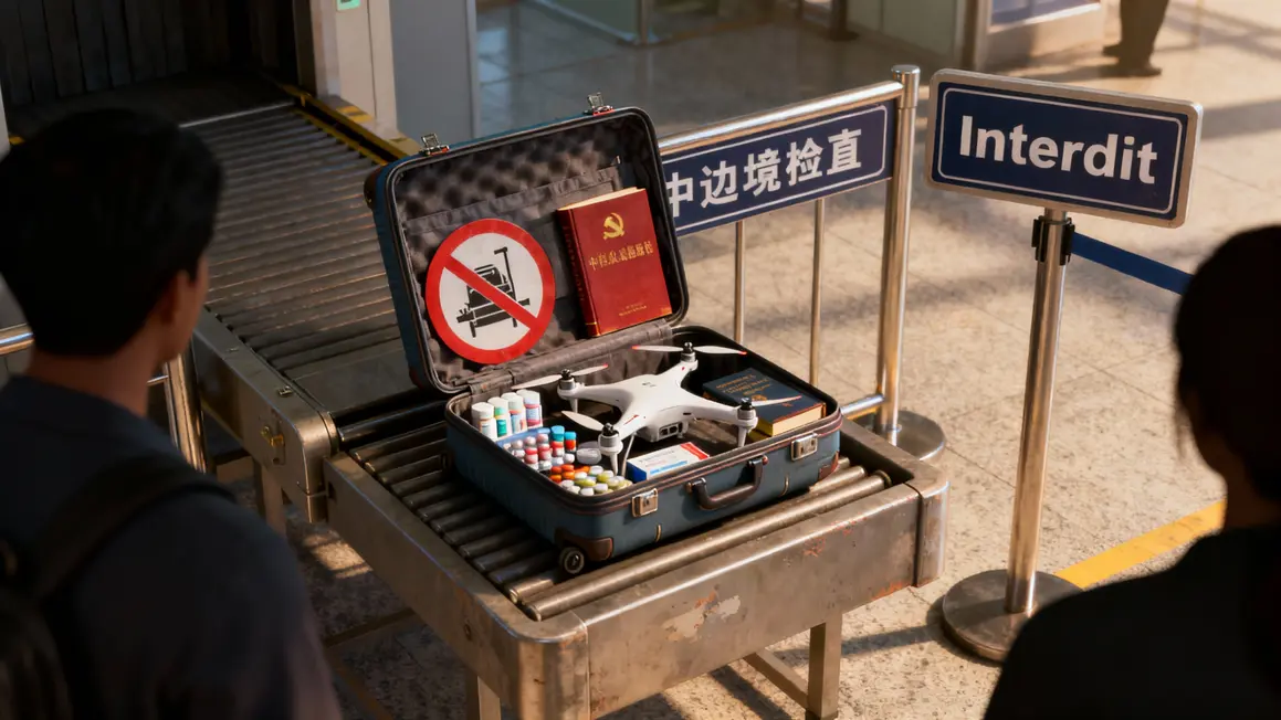 Contrôle frontière Chine bagages objets interdits