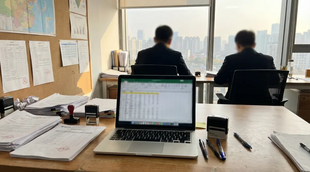 Bureau chinois moderne documents fiscaux impôts