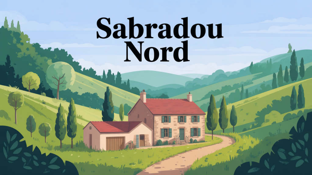Vue stylisée hameau Sabradou Nord dans la nature Ardèche