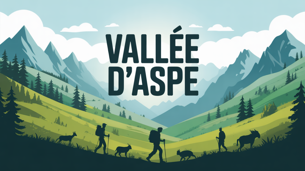 Vue panoramique Vallee d Aspe montagnes sentiers