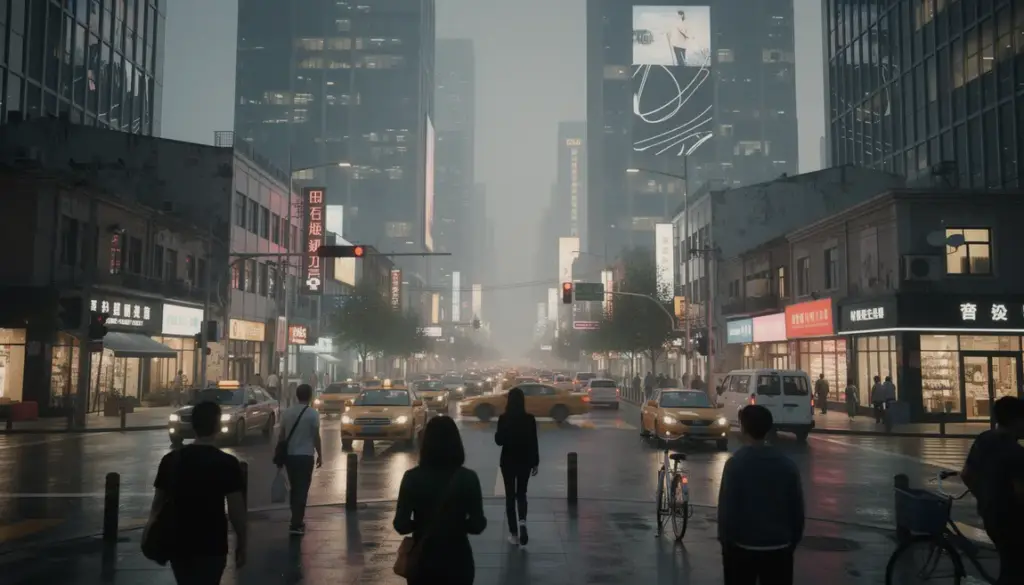 rue ville Chine atmosphère sécurisée
